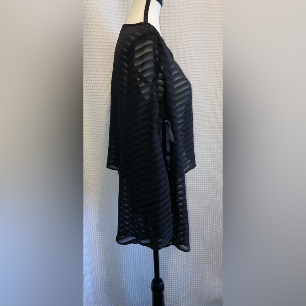 Women’s BEDO semi sheer black long flared open‎ sleeves cover up Top size S/M - Picture 7 of 9